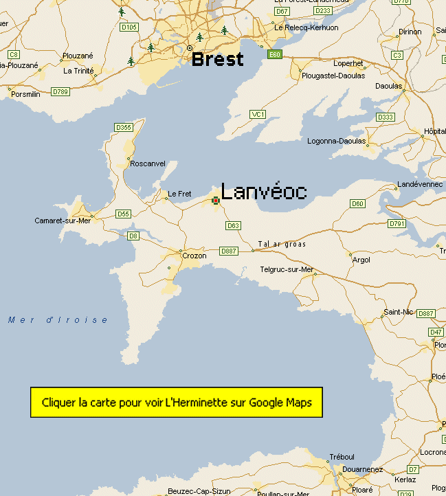 Lanvéoc - Presqu'île de Crozon - Cliquer la carte pour voir L'Herminette sur Google Maps